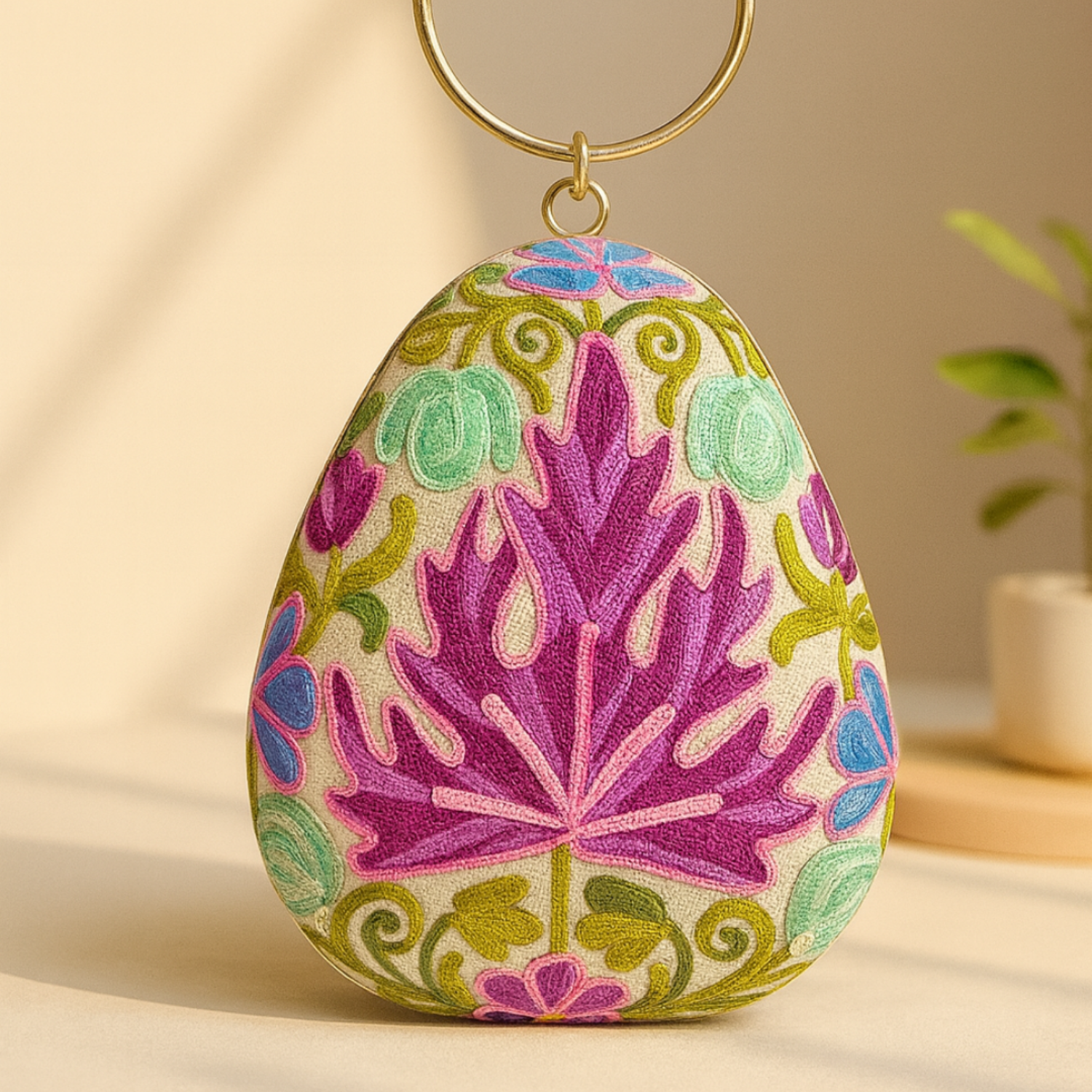Petal Drop Kashmiri Embroidered Ring Clutch Handbag — ₹2,600 - Image 2