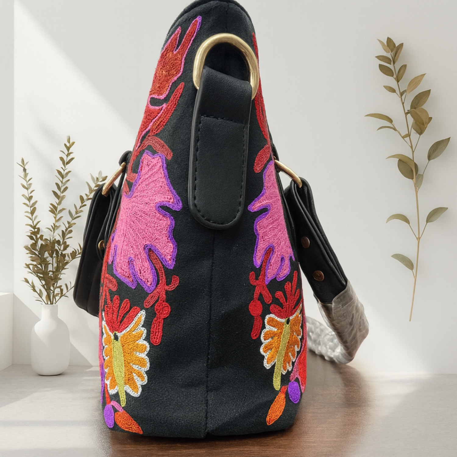 Pink Chinar Kashmiri Embroidered Handbag — ₹3,070 - Image 3