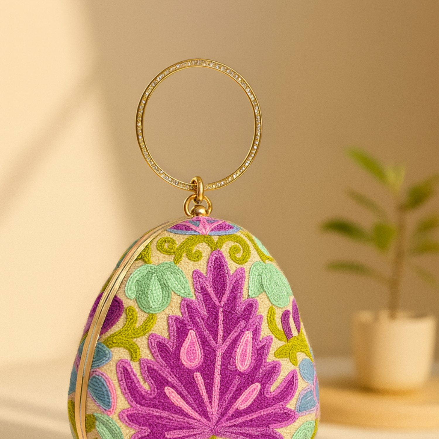 Petal Drop Kashmiri Embroidered Ring Clutch Handbag — ₹2,600 - Image 3