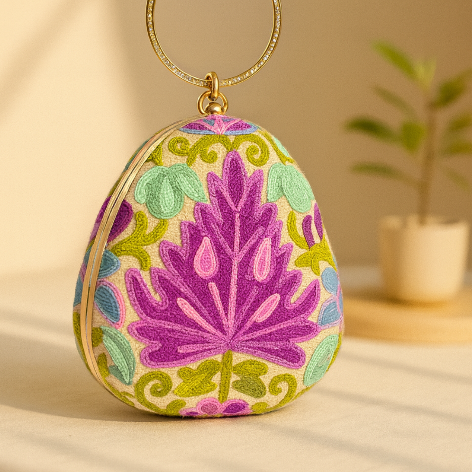 Petal Drop Kashmiri Embroidered Ring Clutch Handbag — ₹2,600 - Image 4